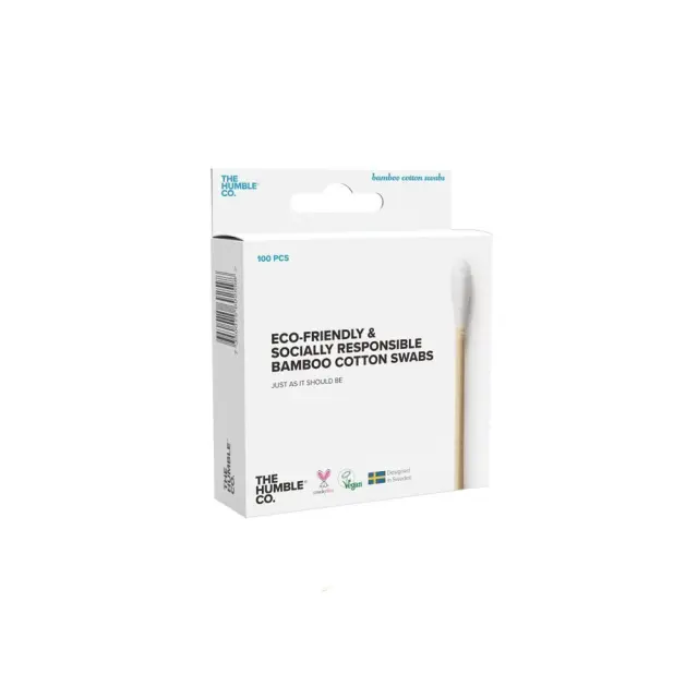 The Humble Co. Natural Cotton Swabs Μπατονέτες Μπαμπού Λευκές, 100τμχ