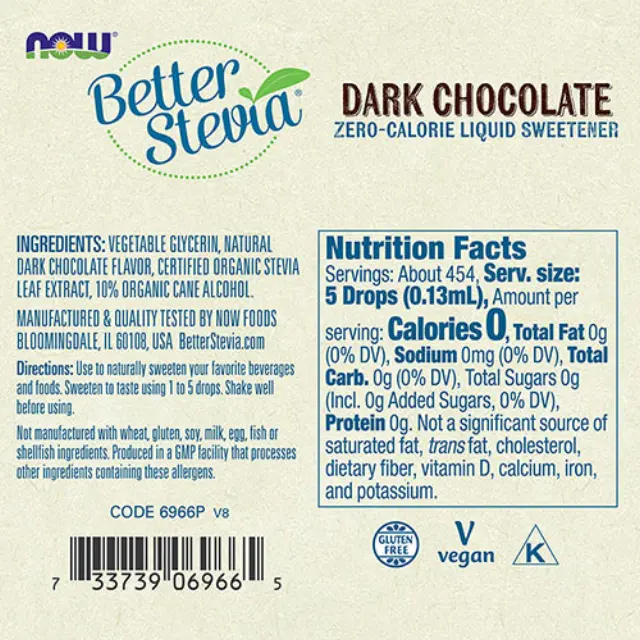 Now Foods BetterStevia Liquid Dark Chocolate, 59 ml 2