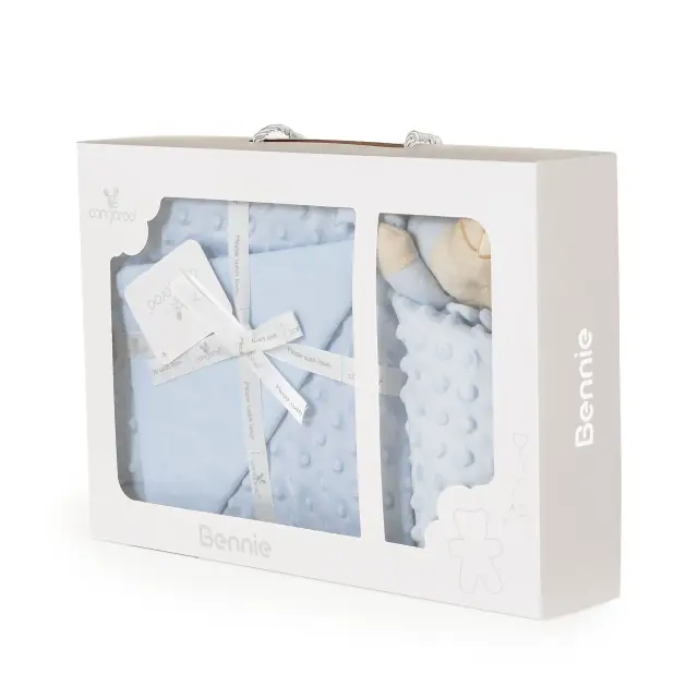 Cangaroo Κουβέρτα Αγκαλιάς & Λίκνου 75*100cm & Doudou Bennie Blue 3800146271435 3