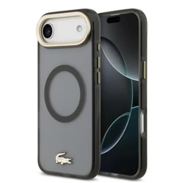 Lacoste PC/TPU Frosted Finish Gold Logo MagSafe Case for iPhone Air Black