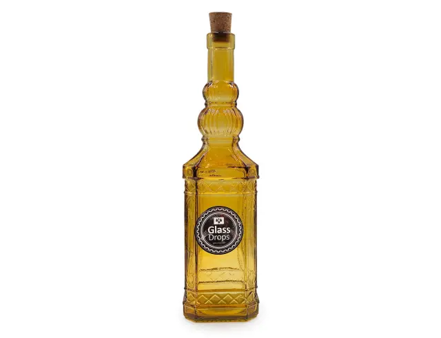 Διακοσμητικό Μπουκάλι με πώμα Glass Drops Miguelete (5033DB411) Aπό 100% ανακυκλωμένο γυαλί, Xωρητικότητας 700ml, Διαστάσεων Ø 8 x Υ 30 cm, Yellow Gold 5033DB411 3