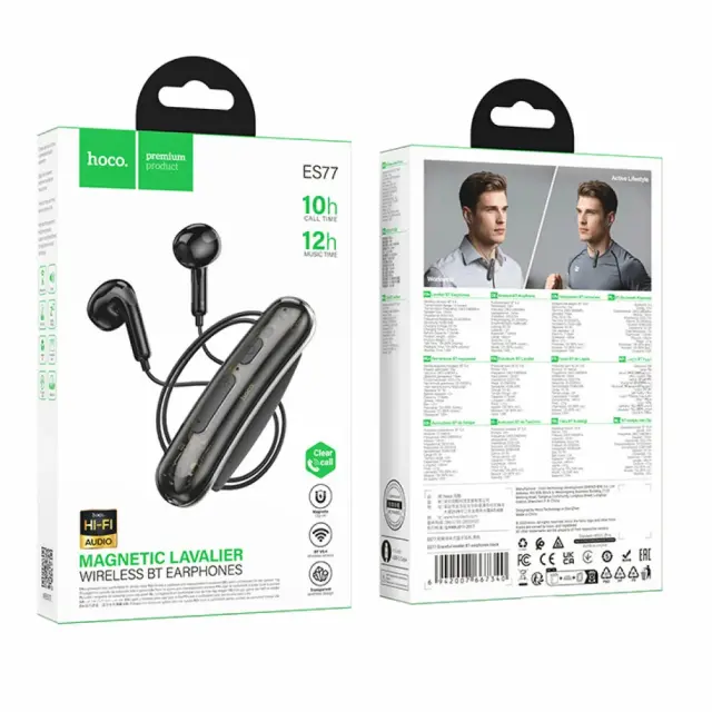 Bluetooth Hands Free Hoco ES77 Graceful Μαγνητικά v5.4 110mAh 10hr Talk Time Μήκος Καλωδίου 40cm Μαύρα 2
