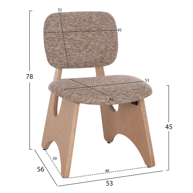 ΚΑΡΕΚΛΑ ΤΡΑΠΕΖΑΡΙΑΣ FB918248.01 ΚΑΦΕ ΥΦΑΣΜΑ-PLYWOOD ΧΡΩΜΑ ΔΡΥΟΣ 53x56x78Υεκ. 2