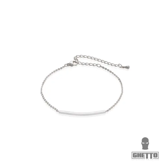 Ghetto Charm Bracelet Curve Blank Bar Silver