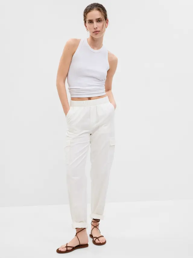 Άσπρο Twill Cargo Παντελόνι new off white