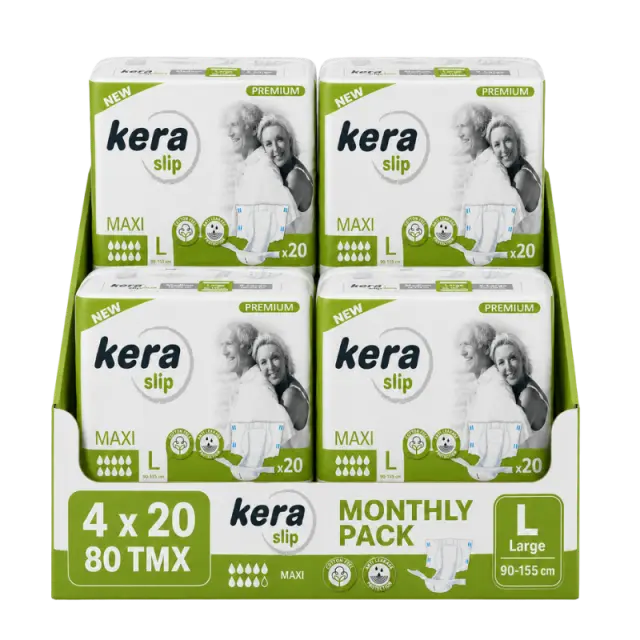 Πανες ακρατειας Kera Slip Large Maxi Monthly Pack 80 τεμαχιων (4×20)