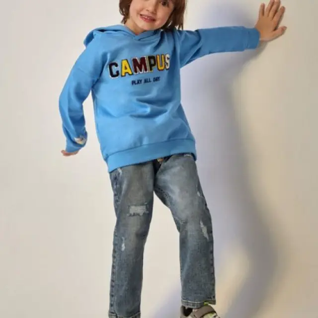 Baby 6 μηνών έως 4 ετών Παντελόνι τζιν jogger Better Cotton μπλε θαμπό - 3Ε 2