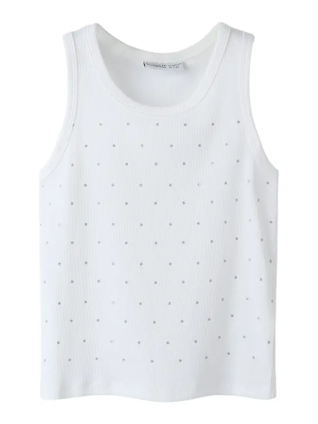Name It Αμάνικο Τοπ κοριτσίστικο πλεκτό Λευκό NKFHEBA SLIM TANK TOP - 13255458