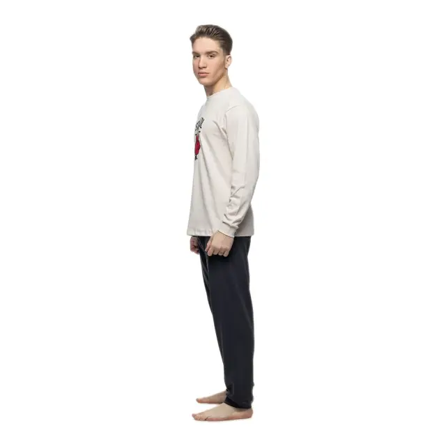 Galaxy Ανδρική Πυτζάμα Panda Stay Cool, Χρώμα Εκρού 3