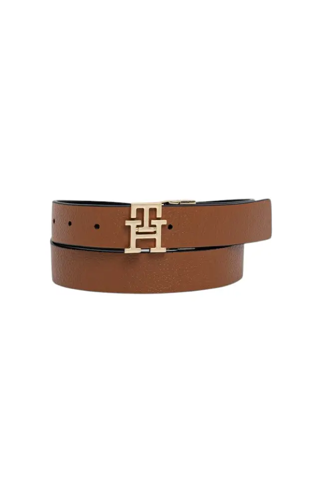 Γυναικεία Δερμάτινη Ζώνη Διπλής Όψης Tommy Hilfiger 3.0 AW0AW18691-BDS Μαύρη-Ταμπά Μαύρο - 85 2