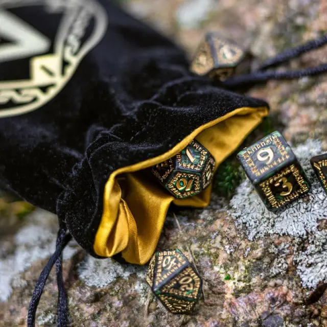 Runic Black & golden Velour Dice Bag 3