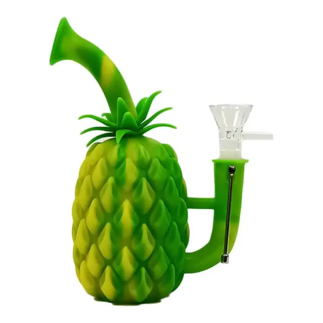 Pineapple Silicone Bong with Metal Spoon + Removable Pieces 18cm