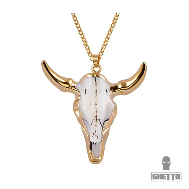 Ghetto Bull Head Skull Pendant Necklace Hip Hop Unisex