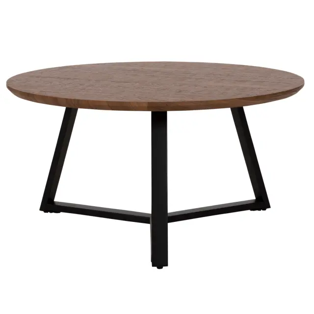 ΤΡΑΠΕΖΙ ΣΑΛΟΝΙΟΥ ΣΤΡΟΓΓΥΛΟ FB99586.04 MDF WALNUT-ΜΑΥΡΗ ΣΑΓΡΕ ΒΑΣΗ Φ80x42Υεκ. 3