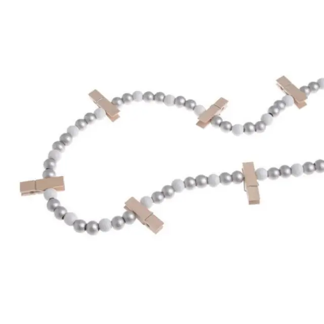 Γιρλάντα με χάντρες και μανταλάκια 130cm, silver 2