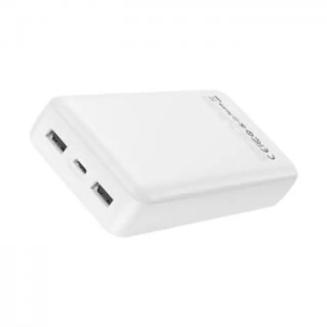 Powerbank 20.000 mAh με 3 θύρες USB (2x USB-A, 1x USB-C), σε λευκό χρώμα 3