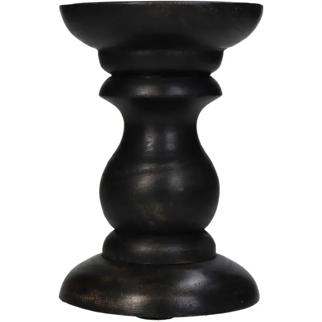 Κηροπήγιο Μαύρο Ξύλο 10x10x15cm 3