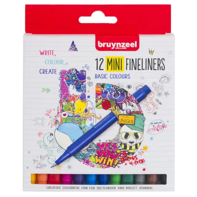 Bruynzeel Μαρκαδόροι Mini Fineliners, Σετ 12 Χρώματα