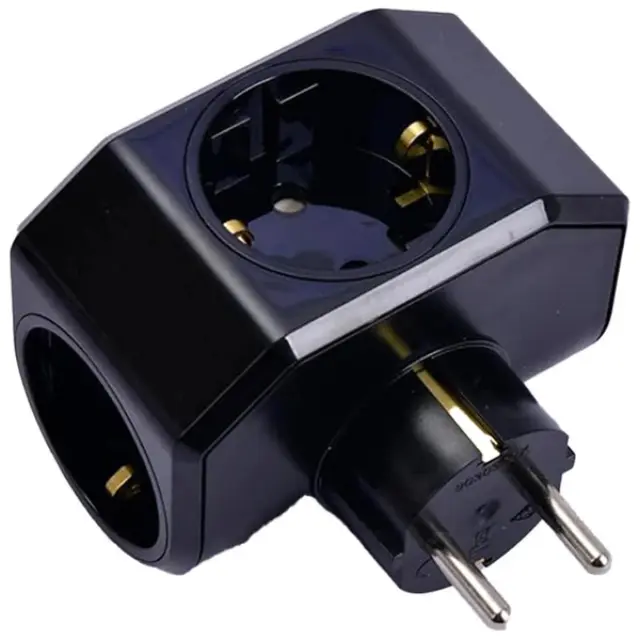 Socket Outlet Yonca Plus 3-Gang Earthed Black