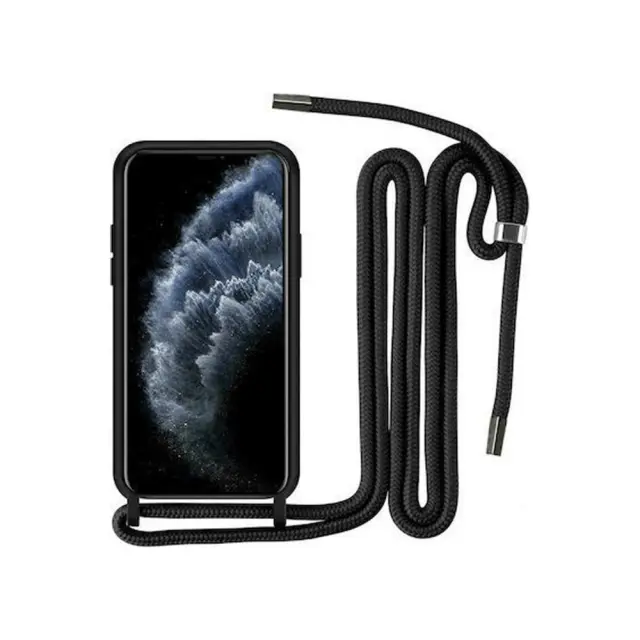 Θήκη Με Κορδόνι Crossbody Liquid Silicone Για Samsung Galaxy A02s / M02s / F02s / A03s Μαύρη
