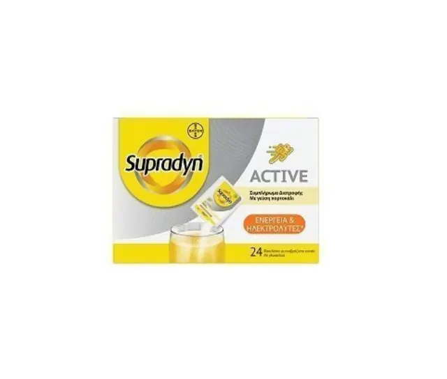 Bayer Supradyn Active Συμπλήρωμα Διατροφής για Ενέργεια και Ηλεκτρολύτες με Γεύση Πορτοκάλι, 24 Φακελίσκοι