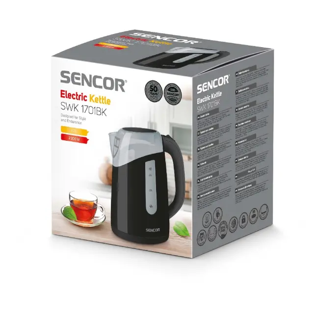 Βραστήρας Sencor SWK 1701BK 360° STRIX 1.7lt 2200W με Πλαστικό Σώμα και Ένδειξη Στάθμης Μαύρος 2