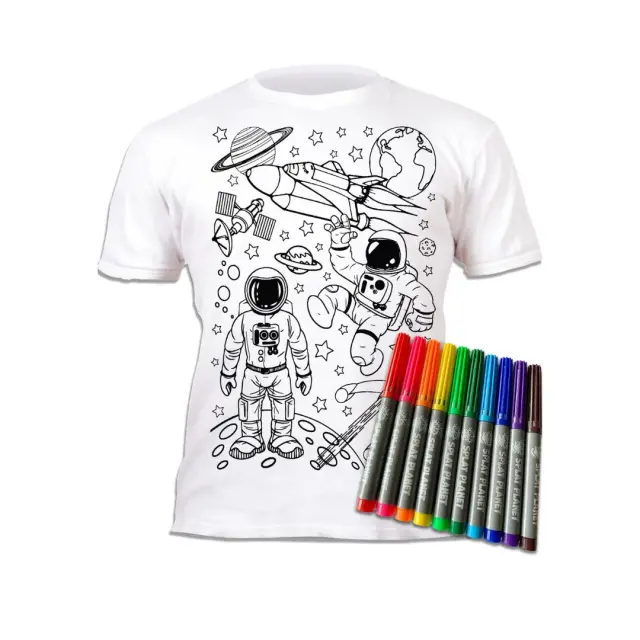 Splat Planet Πλενόμενο t-Shirt Ζωγραφικής με Μαρκαδόρους: Space (7-8 ετών)