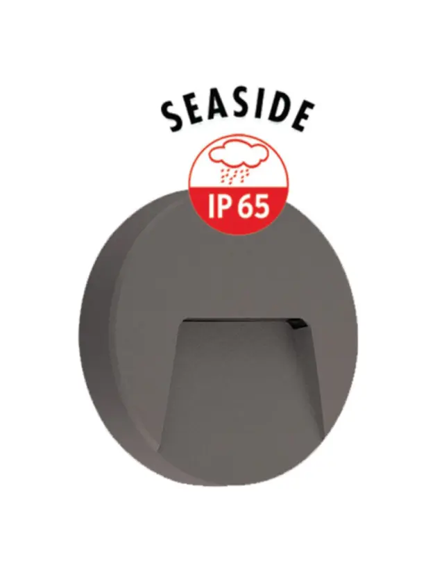 ΦΩΤΙΣΤΙΚΟ ΑΠΛΙΚΑ LED SLIM Φ135Χ32mm 3W 3000K 100lm IP65 ΠΛΑΣΤΙΚΟ ΑΝΘΡΑΚΙ SEASIDE UNIVERSE