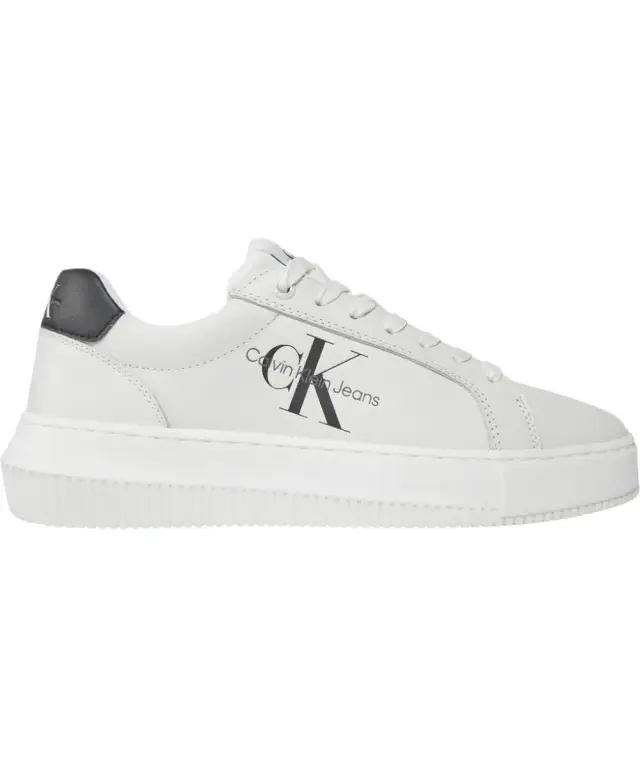 Calvin Klein- Γυναικεία Δερμάτινα Sneakers Chunky Cupsole Low Mg YW0YW01769-01W Λευκό