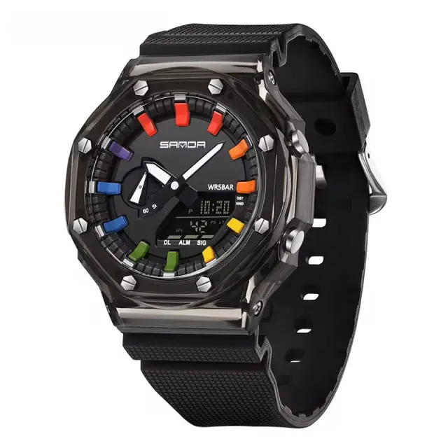 SANDA Sport Style Digital Dual Display Unisex Black