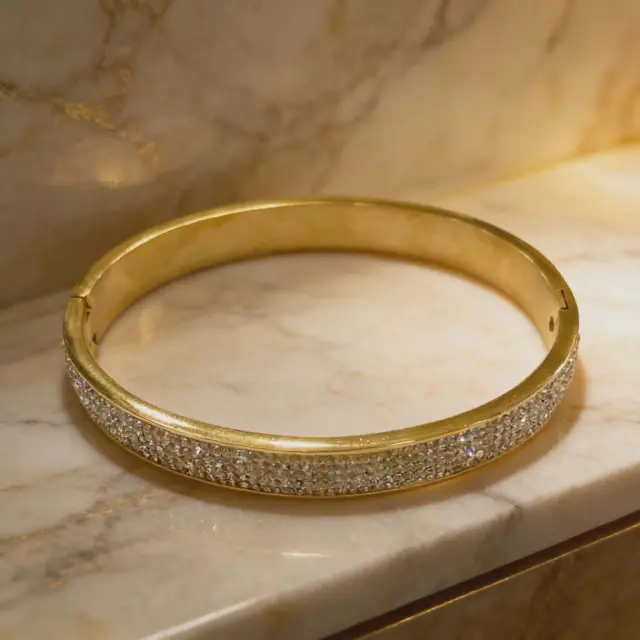 Crystal Bangle Bracelet Gold Stainless Steel