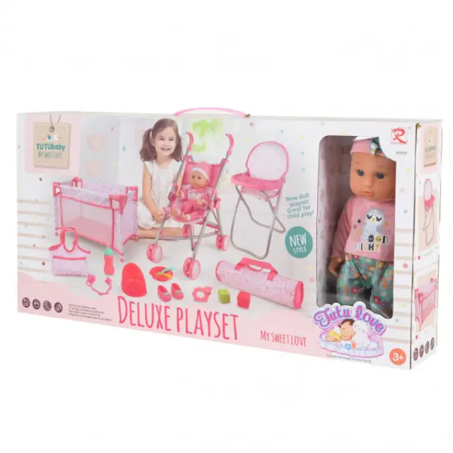 Σετ Κούκλα Μωρό 36cm Με Βρεφικό Εξοπλισμό Tutu Love Pink 88869 2