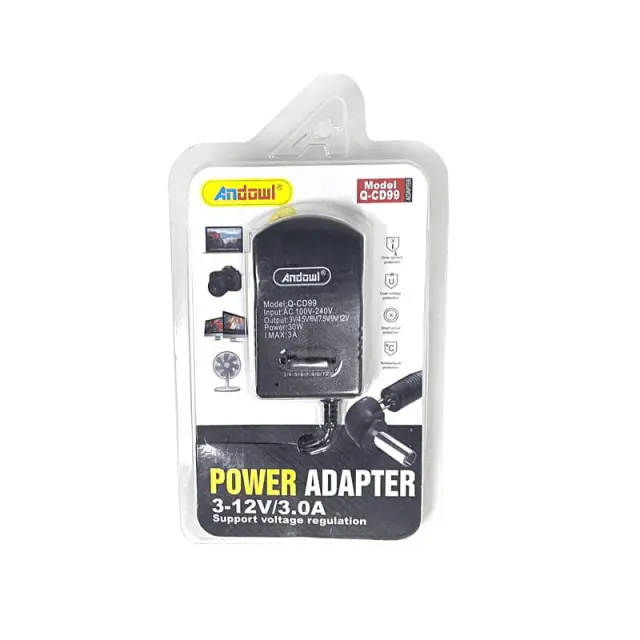 Andowl Ρυθμιζόμενο Universal Τροφοδοτικό 3 έως 12V 3A 30W με 6 βύσματα Q-CD99 2