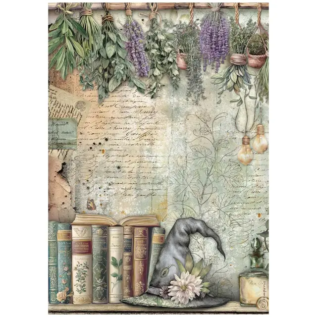 Ριζόχαρτο ντεκουπάζ Stamperia 21x29cm A4, Herbarium Silvae, Βιβλία και βότανα