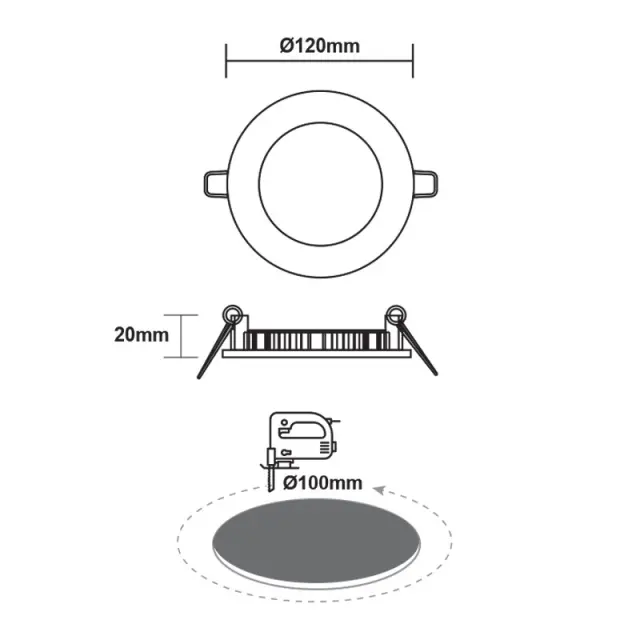 LED ΠΑΝΕΛ ΧΩΝΕΥΤΟ 230V AC 6W 6500K 470LM Ra80 Φ119mm ΛΕΥΚΟ ΣΤΡΟΓΓΥΛΟ / PENU665RW 2
