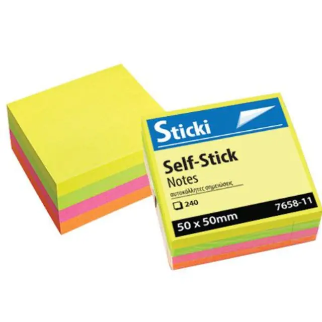 Αυτοκόλλητος Κύβος Sticki 50x50mm Neon 240φ 7658-11