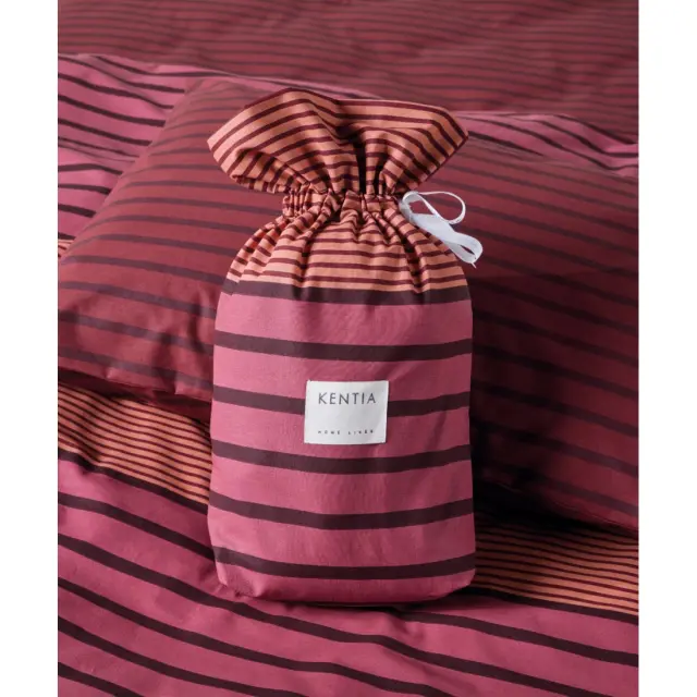 Σετ Σεντόνια Μονά Με Λάστιχο 3 Τεμαχίων Kentia Esra 17 Burgundy-Dark Red-Orange 90x200+35 3