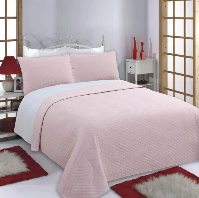 ΚΟΥΒΕΡΛΙ σετ (240cm x 260cm + 2 x 50cm x 70cm) DIAMOND pink/grey - -