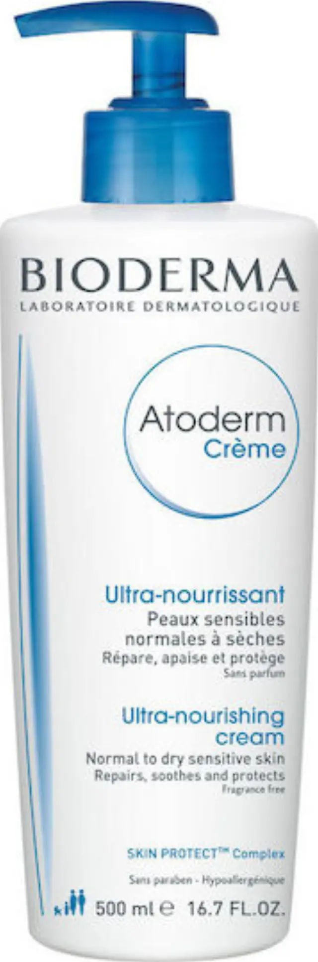Bioderma Atoderm Creme Ultra-Nourishing Cream Normal To Dry Ενυδατική Κρέμα Σώματος με Υαλουρονικό Οξύ για Ξηρές & Ευαίσθητες Επιδερμίδες 500ml 2