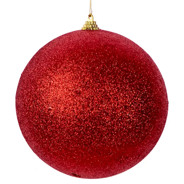Μπάλα Decor Με Glitter Κόκκινο 15cm