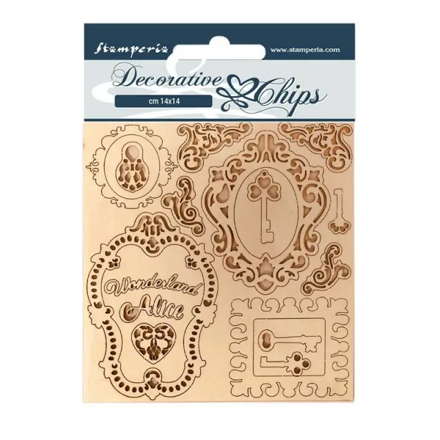 Chipboard Stamperia 14x14cm, Alice, Keys and Frames
