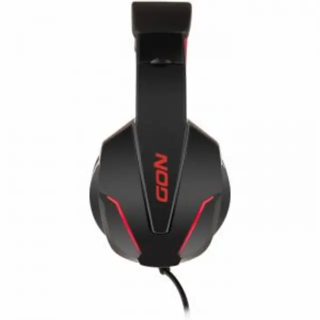 Gaming headset με ρυθμιζόμενο σε κλίση μικρόφωνο, σε μαύρο χρώμα και κόκκινο LED φωτισμό. 3