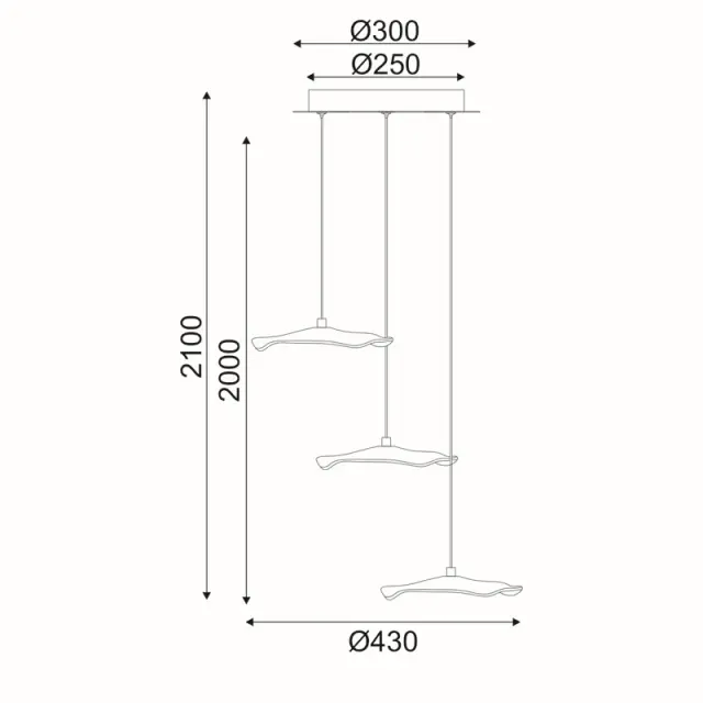 ΚΡΕΜΑΣΤΟ Φ/Σ LED 15W 3000K 1050LM NINFEA ΟΡΕΙΧΑΛΚΟ ΜΕΤ/ΚΟ IP20 D43XH210CM / ZM34LEDP45BR 2