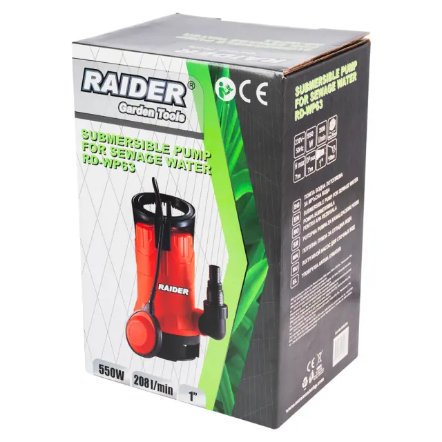 RAIDER Αντλία υποβρύχια ακάθαρτων RD-WP63 550W 1"max 208L/min 7m 2