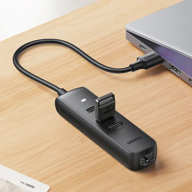 Ugreen adapter USB - Ethernet RJ45 / 3 x USB black (CM416) 2