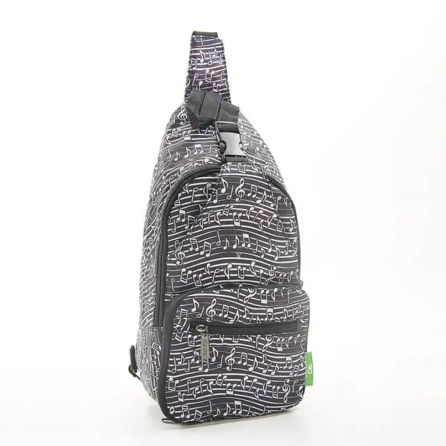 Eco Chic Αναδιπλούμενο Τσαντάκι Χιαστί / Recycled Foldable Cross Body Bag: Music Black 2