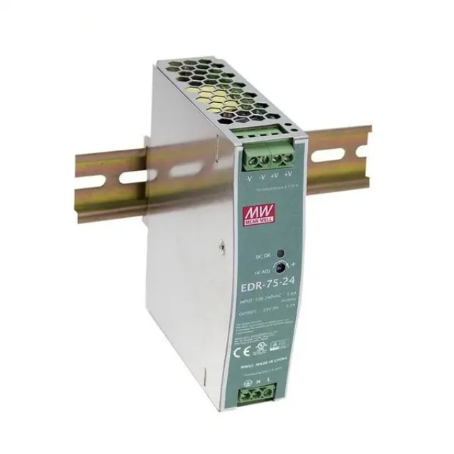 AC-DC Industrial DIN rail power supply; Output 12V at 6.3A; metal case 75W