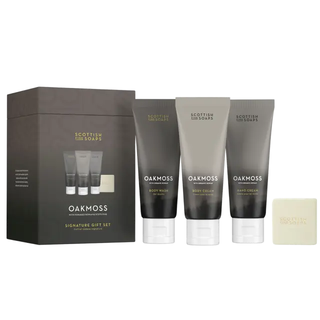 The Scottish Fine Soaps Oakmoss pamper essentials Gift Set Σετ δώρου με βασικά προϊόντα περιποίησης