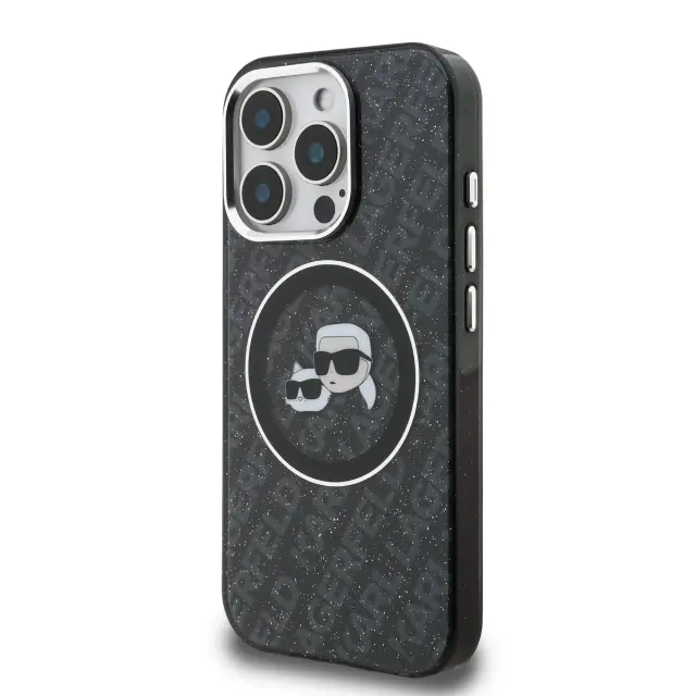 Karl Lagerfeld IML K&CH Heads Repeated Logo MagSafe Case for iPhone 15 Pro Max Black 2