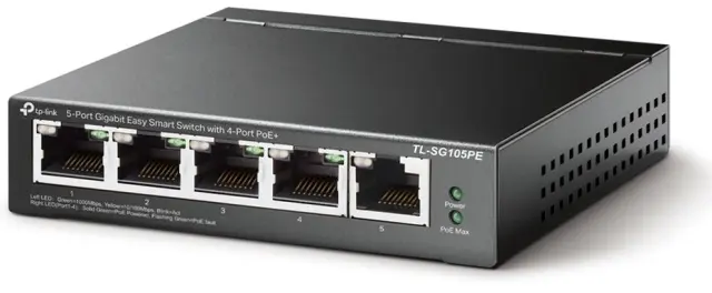 TP-LINK TL-SG105PE v2 Managed L2 PoE+ Switch με 5 Θύρες Gigabit (1Gbps) Ethernet